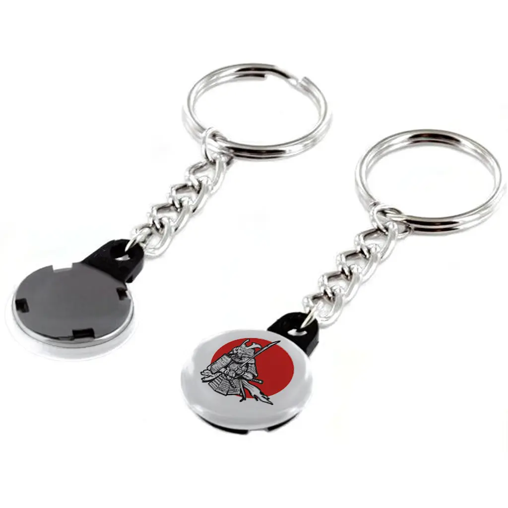 1" Round Custom Keychain — Link Chain